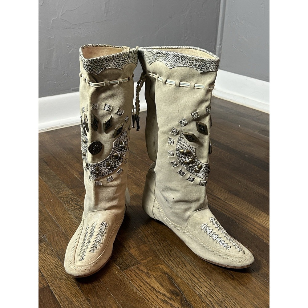 Women's Buttero Vintage Rare Moccasin Style Boots Leather Size 40/US 9 Calf High